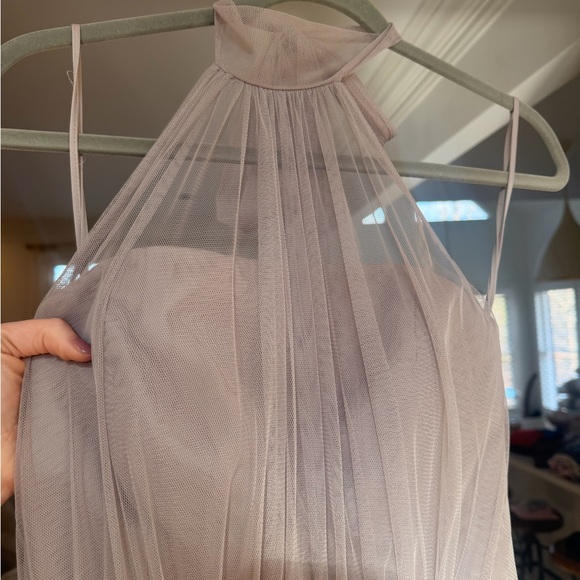 Amsale Gray net halter dress size 8! Beautiful! **damaged** - Picture 2 of 10